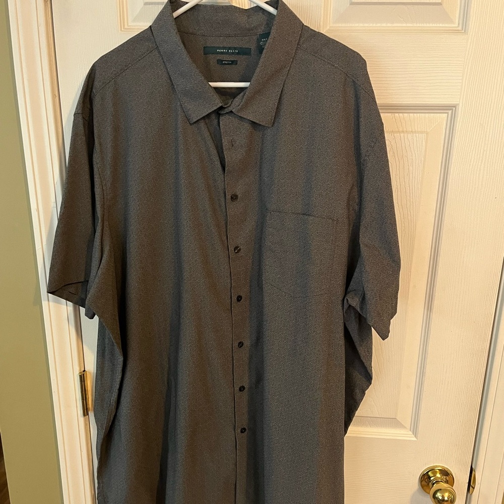 Perry Ellis Charcoal Casual Button-Down Shirt